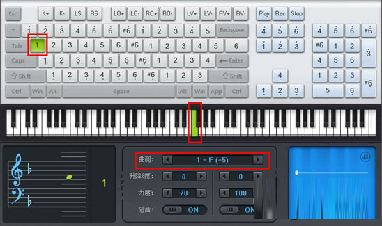 弹奏一个F调的曲谱