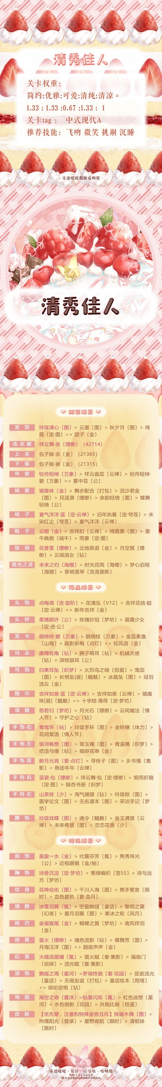 奇迹暖暖清秀佳人高分怎么搭配