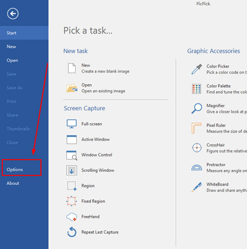 点击“Options”选项进入到程序设置选项中