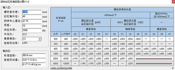 滚珠丝杠扭矩计算